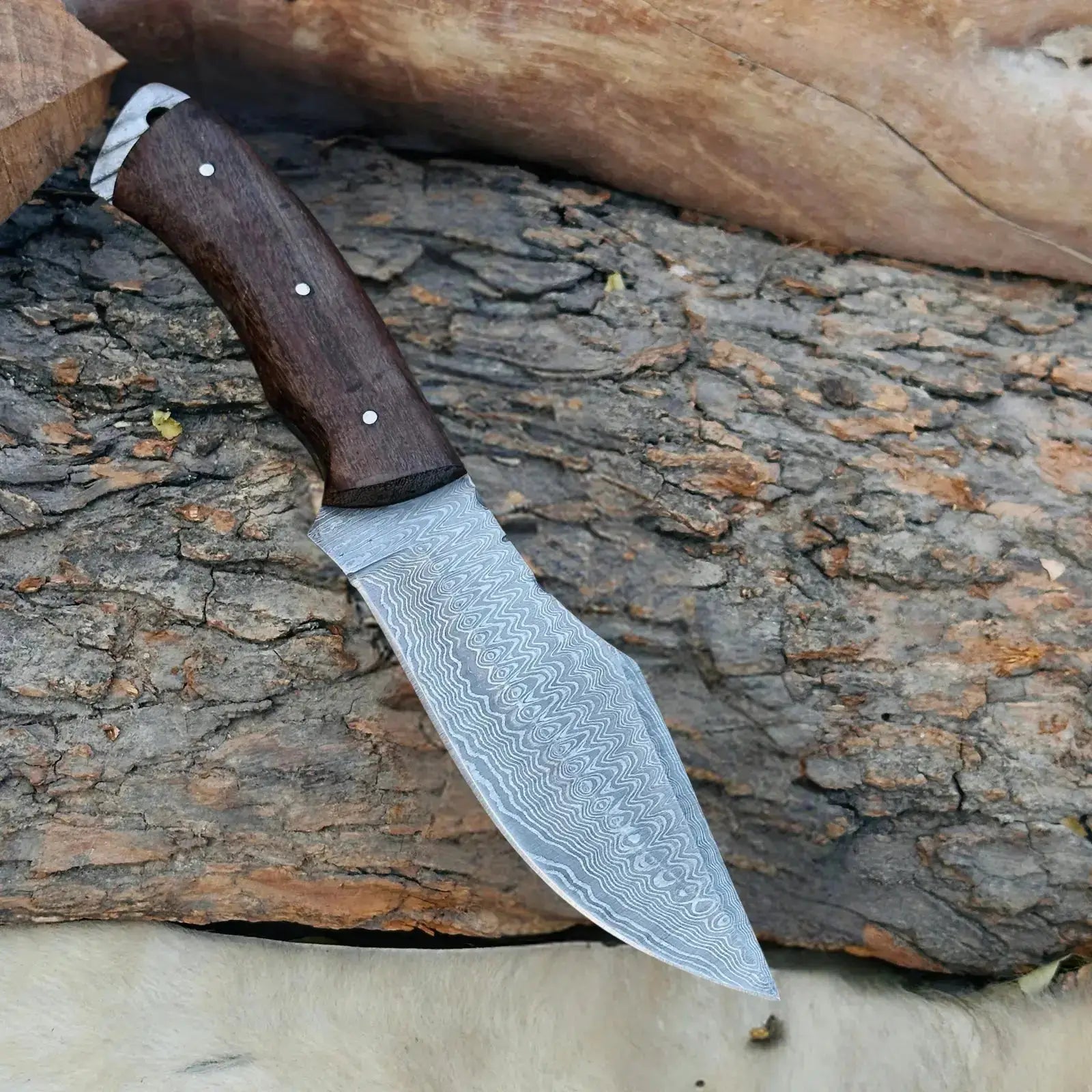 Handmade Damascus Steel Hunting Full Tang Knife -Best Chef Knife- Rose Wood Handle Best Kitchen Knives--Hunt Craft Knives