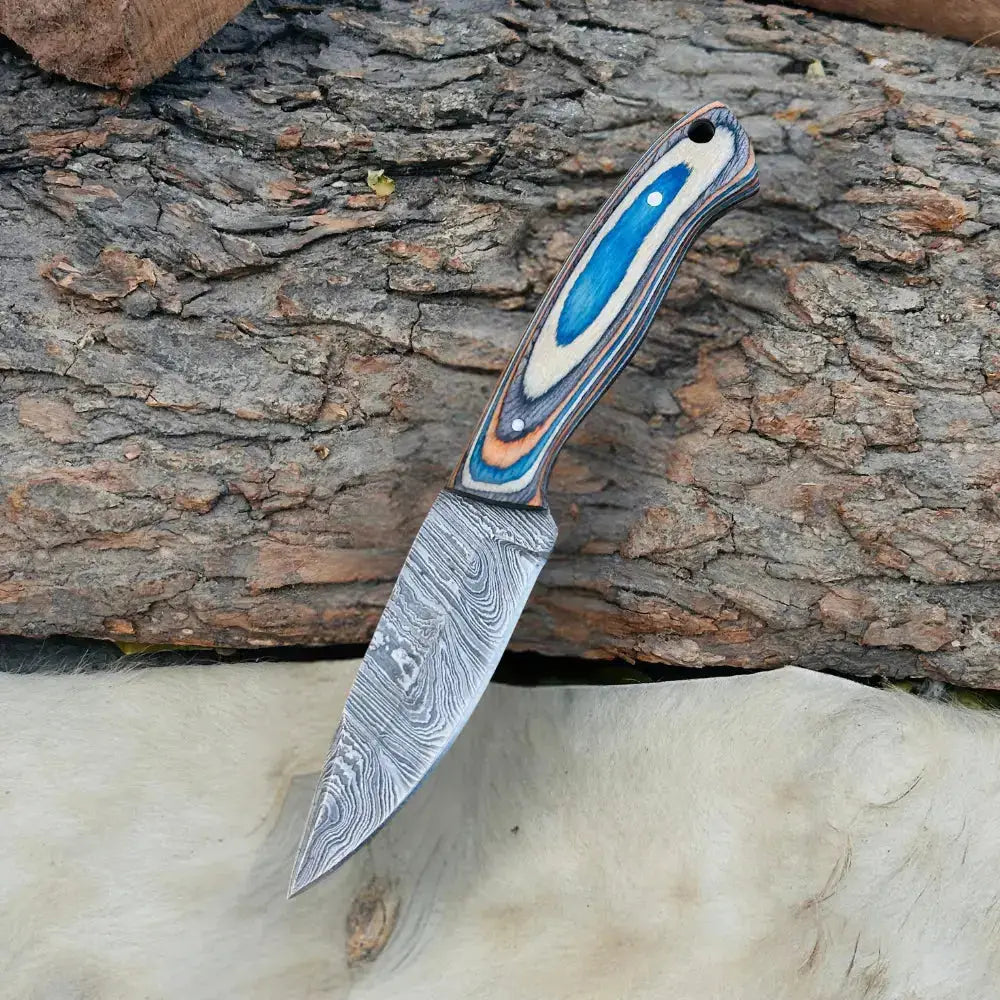Premium Handmade Damascus Steel Skinner Hunting Knife–Best Kitchen Chef Knives-Multi-Color Pakka Wood Handle--Hunt Craft Knives