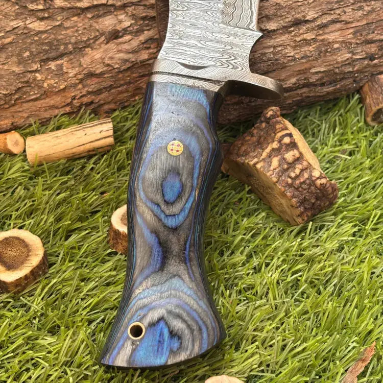 Custom Handmade Forged Damascus Steel Hunting Knife With Pakka Wood Handle Hunt Craft Knives