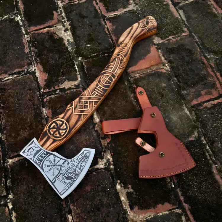 Handmade Forged High Carbon Steel Bearded Viking Axe-Norse Battle Axe With Ash Wood Handle Hunt Craft Knives