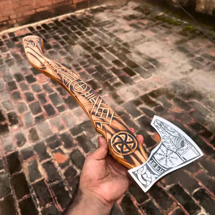 Handmade Forged High Carbon Steel Bearded Viking Axe-Norse Battle Axe With Ash Wood Handle Hunt Craft Knives