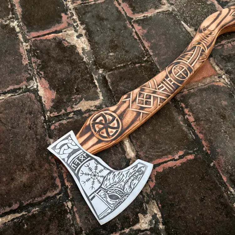 Handmade Forged High Carbon Steel Bearded Viking Axe-Norse Battle Axe With Ash Wood Handle Hunt Craft Knives