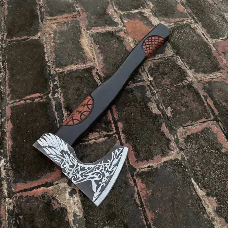 Handmade High Carbon Steel Tomahawk Viking Axe-Bearded Viking Battle Axe Ash Wood Handle Hunt Craft Knives