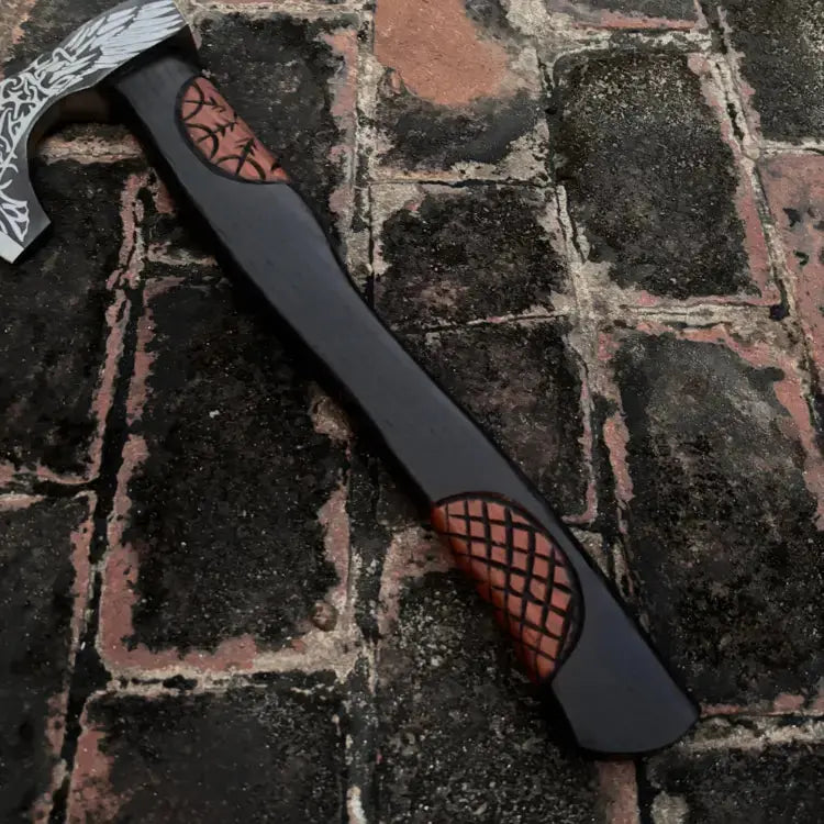 Hache Viking R&S Industries, hache barbu Tomahawk forgée à la main style viking, hache de hachette personnalisée gravée à la main en acier à haute teneur en carbone avec gaine en cuir