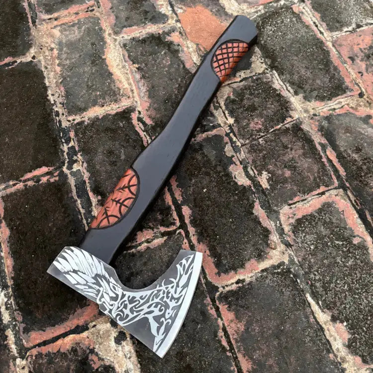 Handmade High Carbon Steel Tomahawk Viking Axe-Bearded Viking Battle Axe Ash Wood Handle Hunt Craft Knives