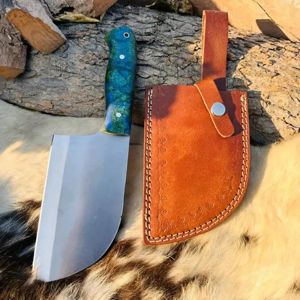 Royal Chef Knife Handmade Stainless Steel Cleaver Chef Knife-Best Kitchen Knife-Resin Wood Handle--Hunt Craft Knives