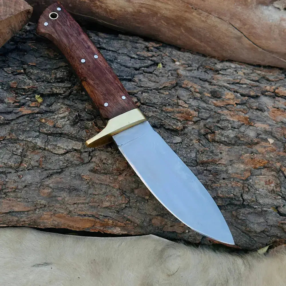 Luxury Handmade Stainless Steel Hunting Knife-Best Chef Knife-Brass Guard Rose Wood Handle--Hunt Craft Knives
