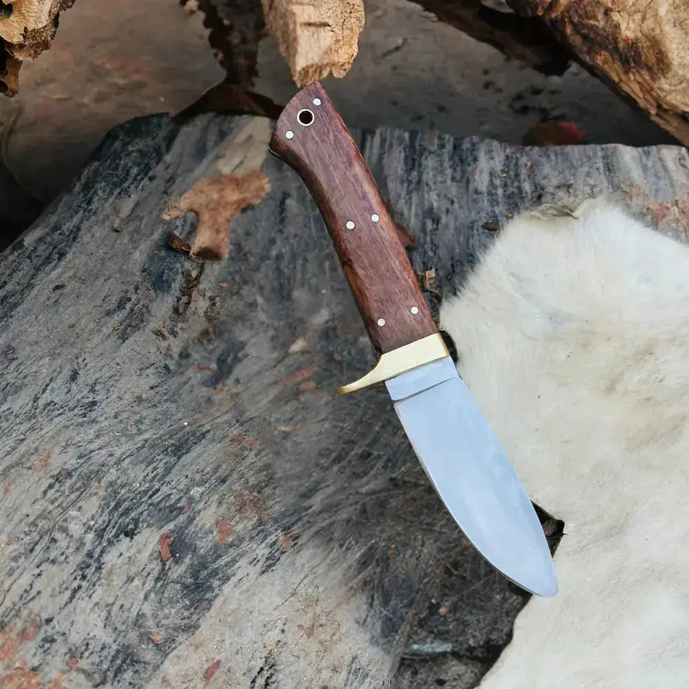 Luxury Handmade Stainless Steel Hunting Knife-Best Chef Knife-Brass Guard Rose Wood Handle--Hunt Craft Knives