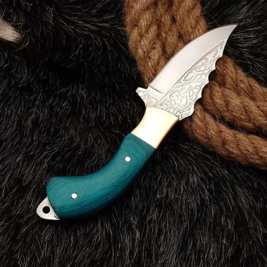 Handmade Stainless Steel Fixed Blade Full Tang Knife With Engrave Blade & Brass Bolster - Best Fixed Blade Knife - Hunt Craft Knives