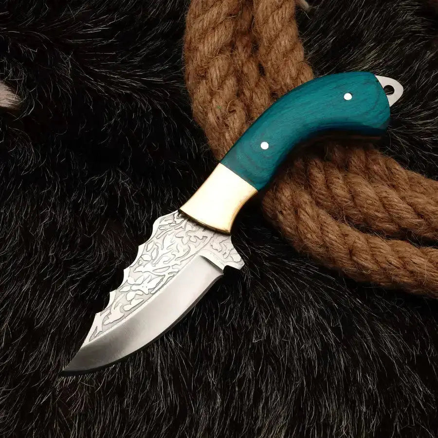 Handmade Stainless Steel Fixed Blade Full Tang Knife With Engrave Blade & Brass Bolster - Best Fixed Blade Knife - Hunt Craft Knives