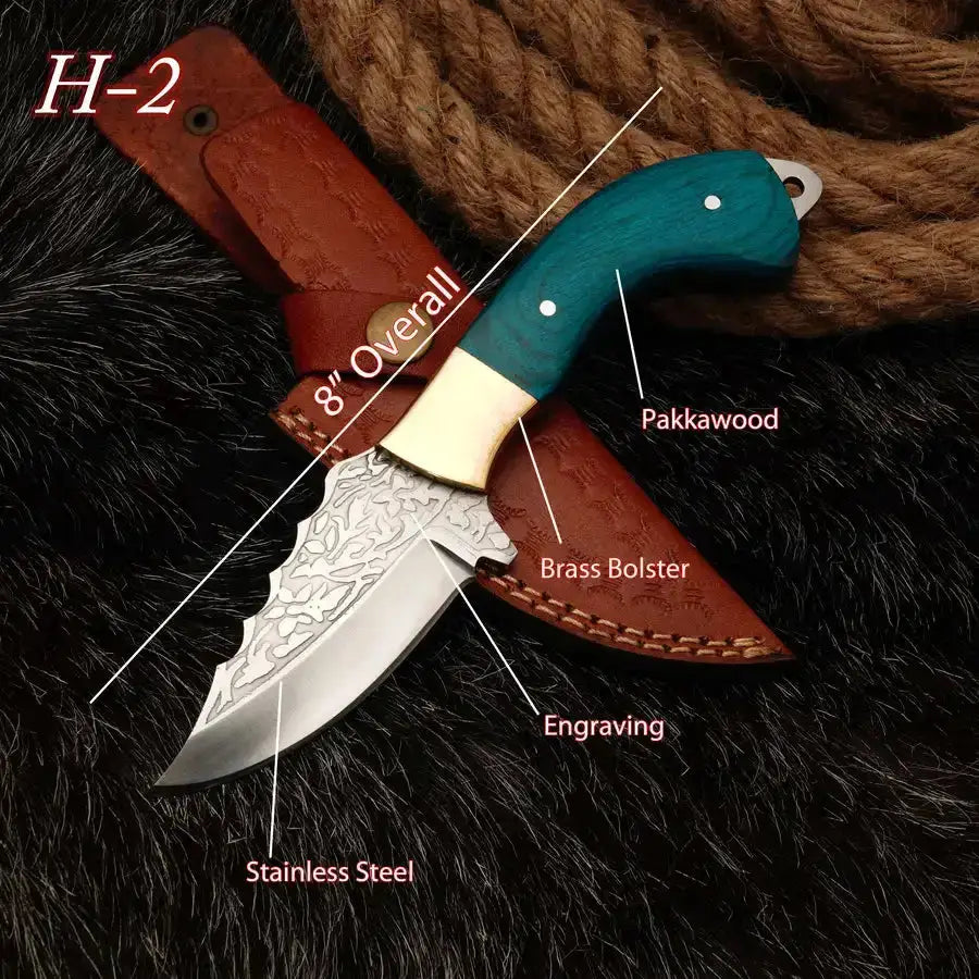Handmade Stainless Steel Fixed Blade Full Tang Knife With Engrave Blade & Brass Bolster - Best Fixed Blade Knife - Hunt Craft Knives