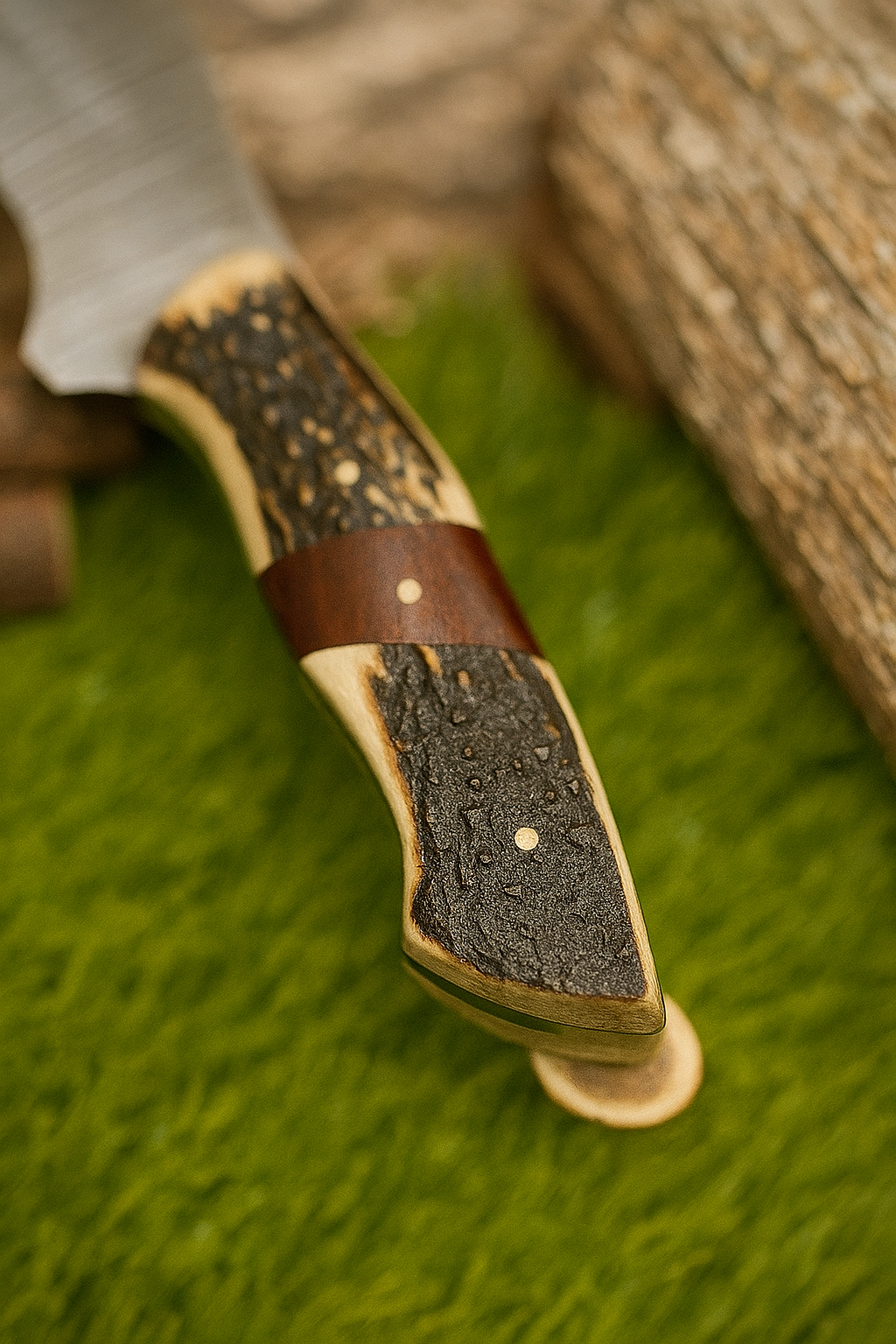 15" Custom Handmade Forged Damascus Steel Survival Hunting bowie Knife - Stag Horn Handle