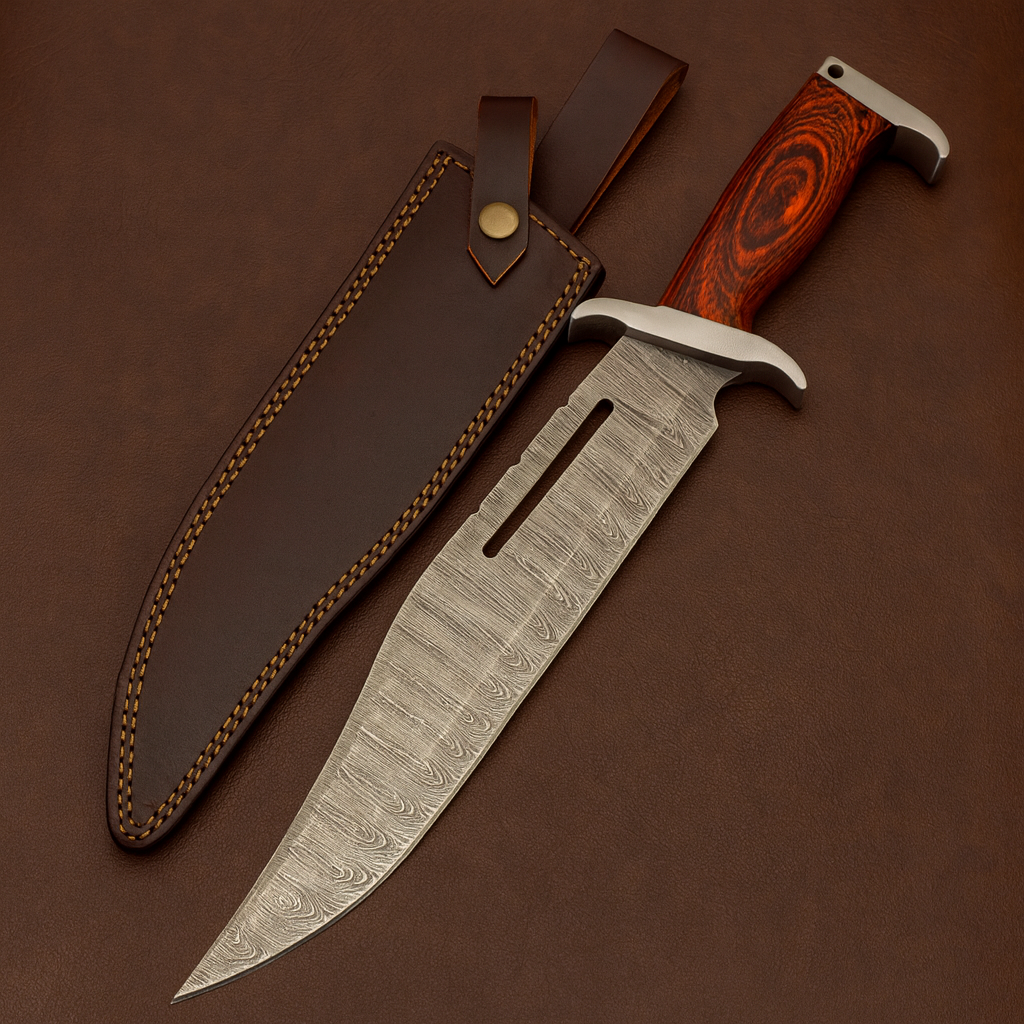 HANDMADE FORGED DAMASCUS Steel Bowie Hunting Knife EDC - 17” Survival Knife