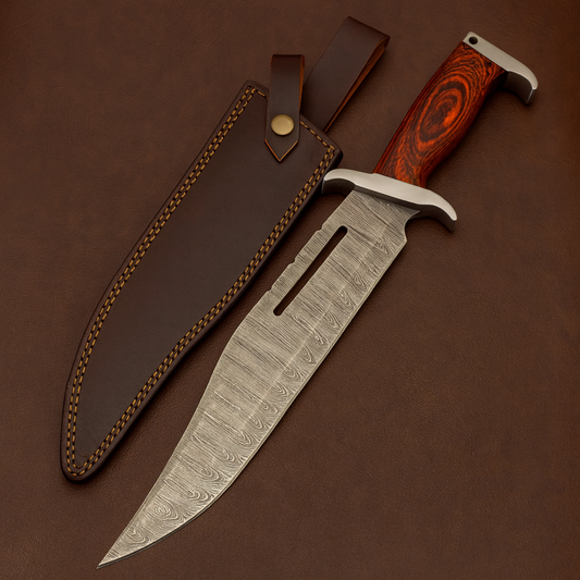 HANDMADE FORGED DAMASCUS Steel Bowie Hunting Knife EDC - 17” Survival Knife