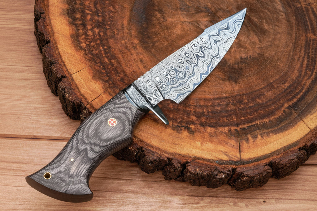 10”Custom HANDMADE FORGED DAMASCUS Steel Hunting Knife W/ Wood & Guard Handle