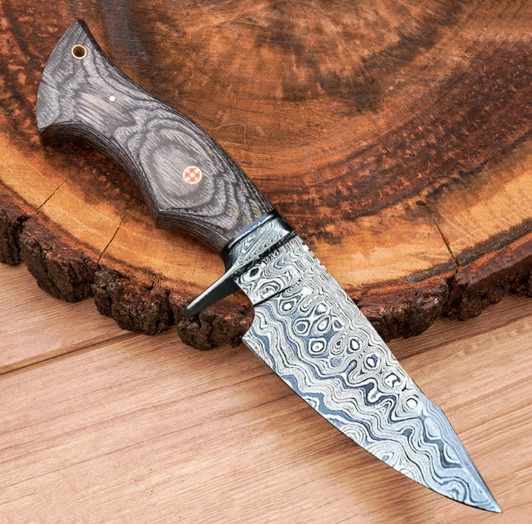10”Custom HANDMADE FORGED DAMASCUS Steel Hunting Knife W/ Wood & Guard Handle
