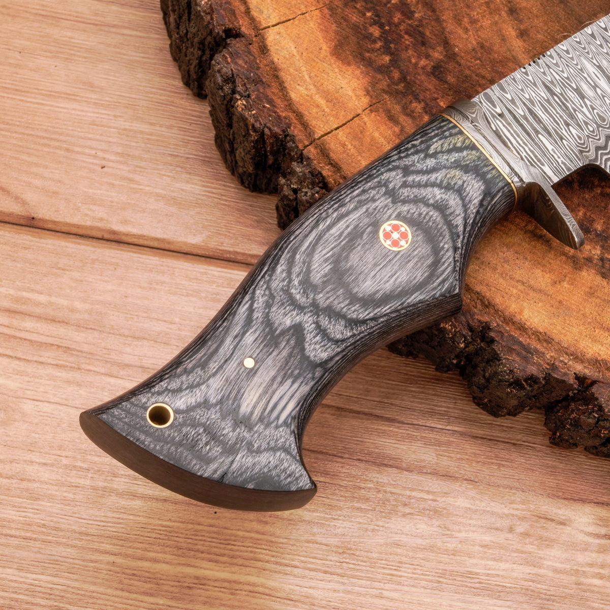 10”Custom HANDMADE FORGED DAMASCUS Steel Hunting Knife W/ Wood & Guard Handle