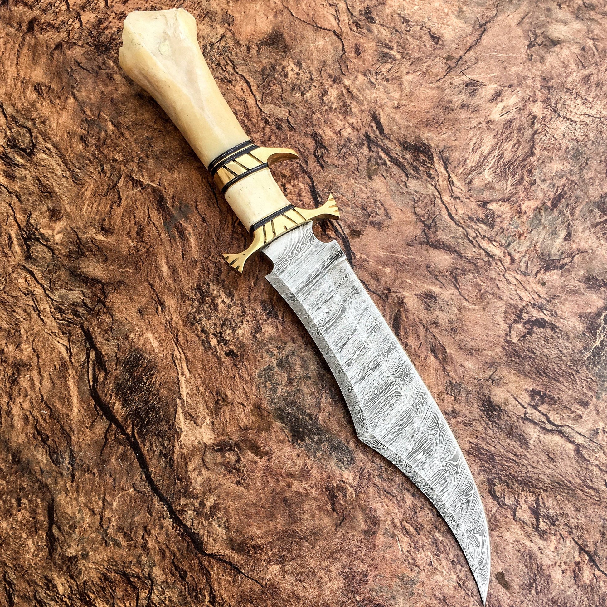 HANDMADE FORGED DAMASCUS Steel Bowie Hunting Knife EDC - 15” Survival Knife