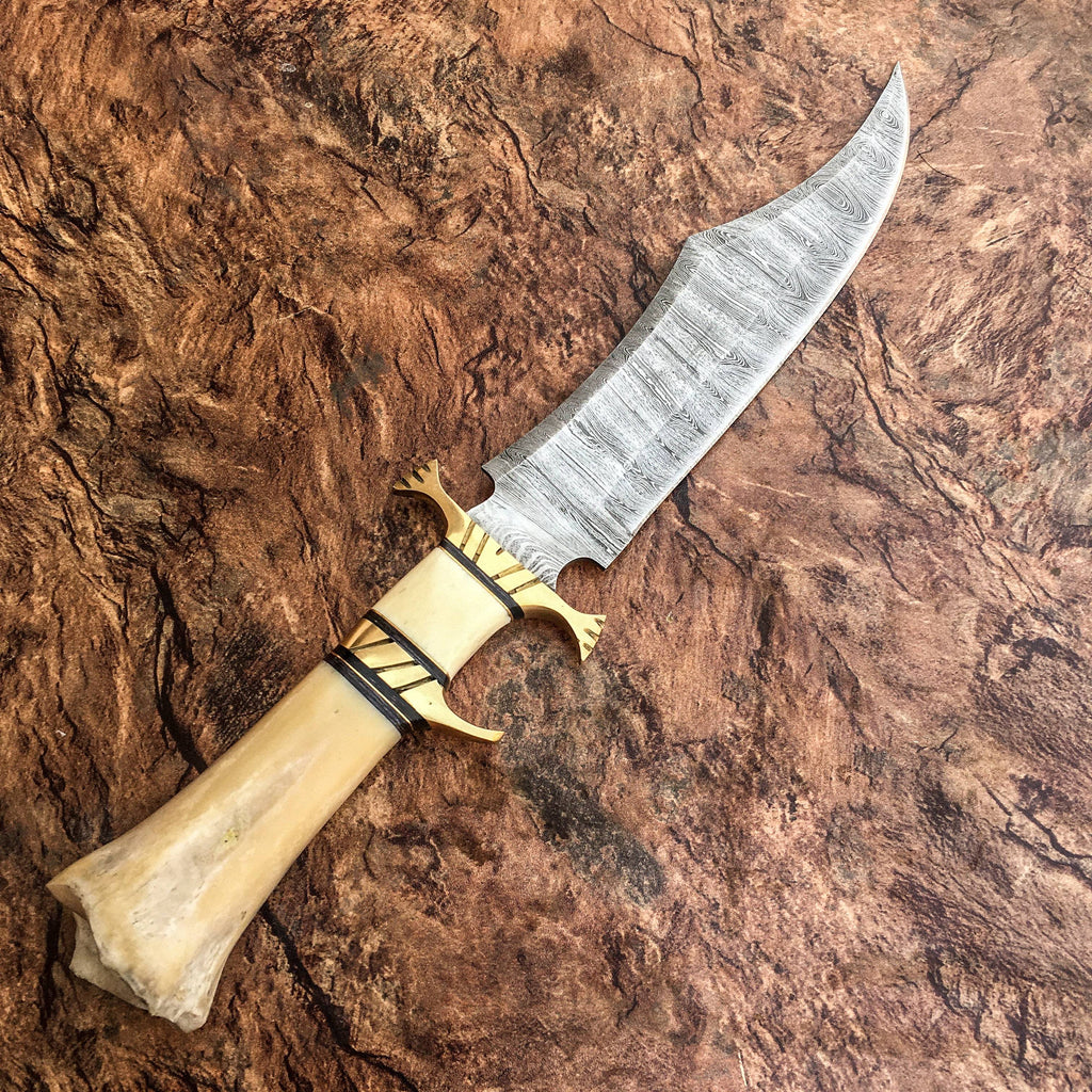 HANDMADE FORGED DAMASCUS Steel Bowie Hunting Knife EDC - 15” Survival Knife