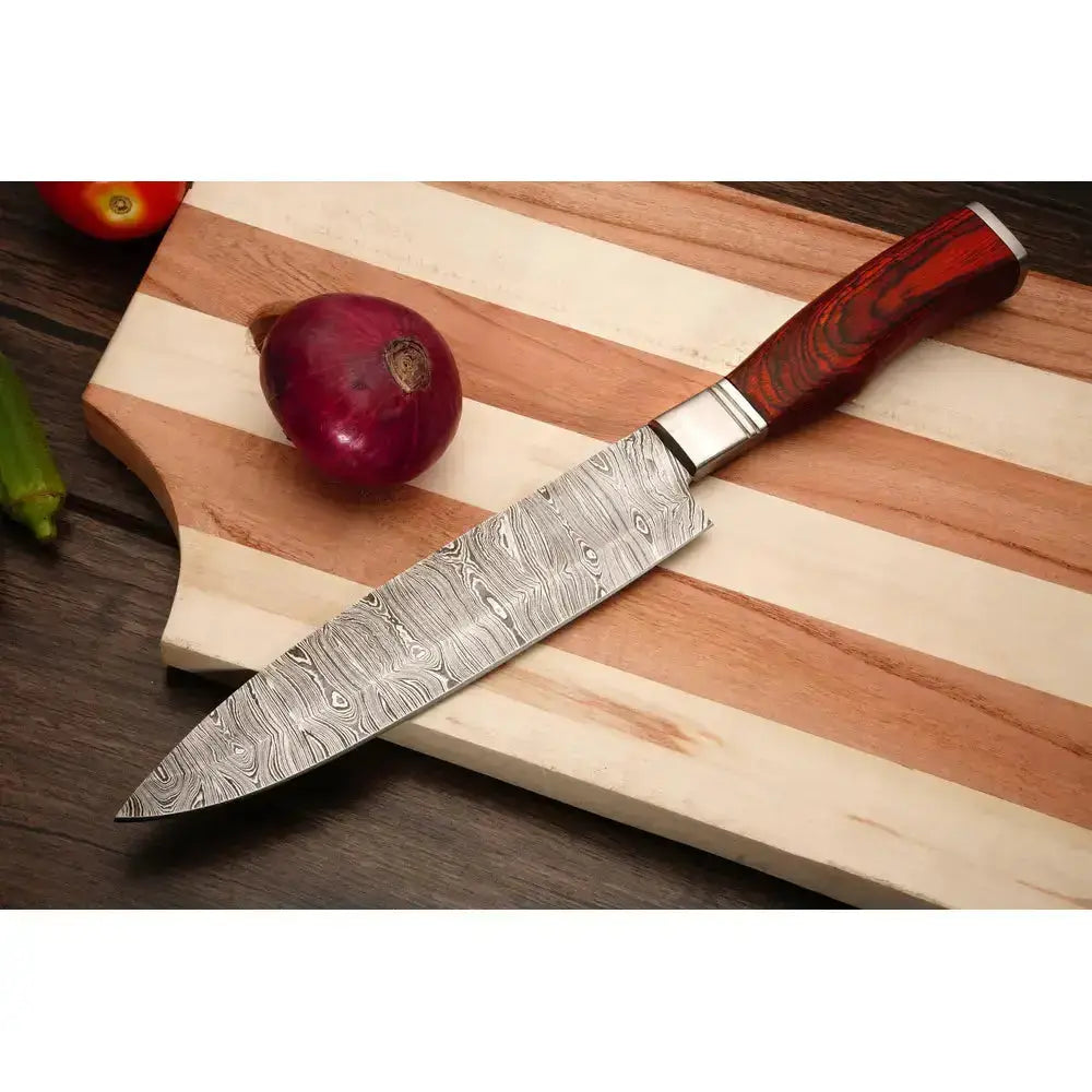 Majesty Wood |Handmade Froged Damascus Steel Chef Knives, Kitchen Knife Set With Wood Handle - Hunt Craft Knives