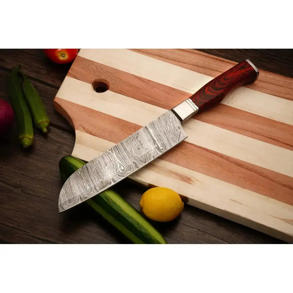 Majesty Wood |Handmade Froged Damascus Steel Chef Knives, Kitchen Knife Set With Wood Handle - Hunt Craft Knives