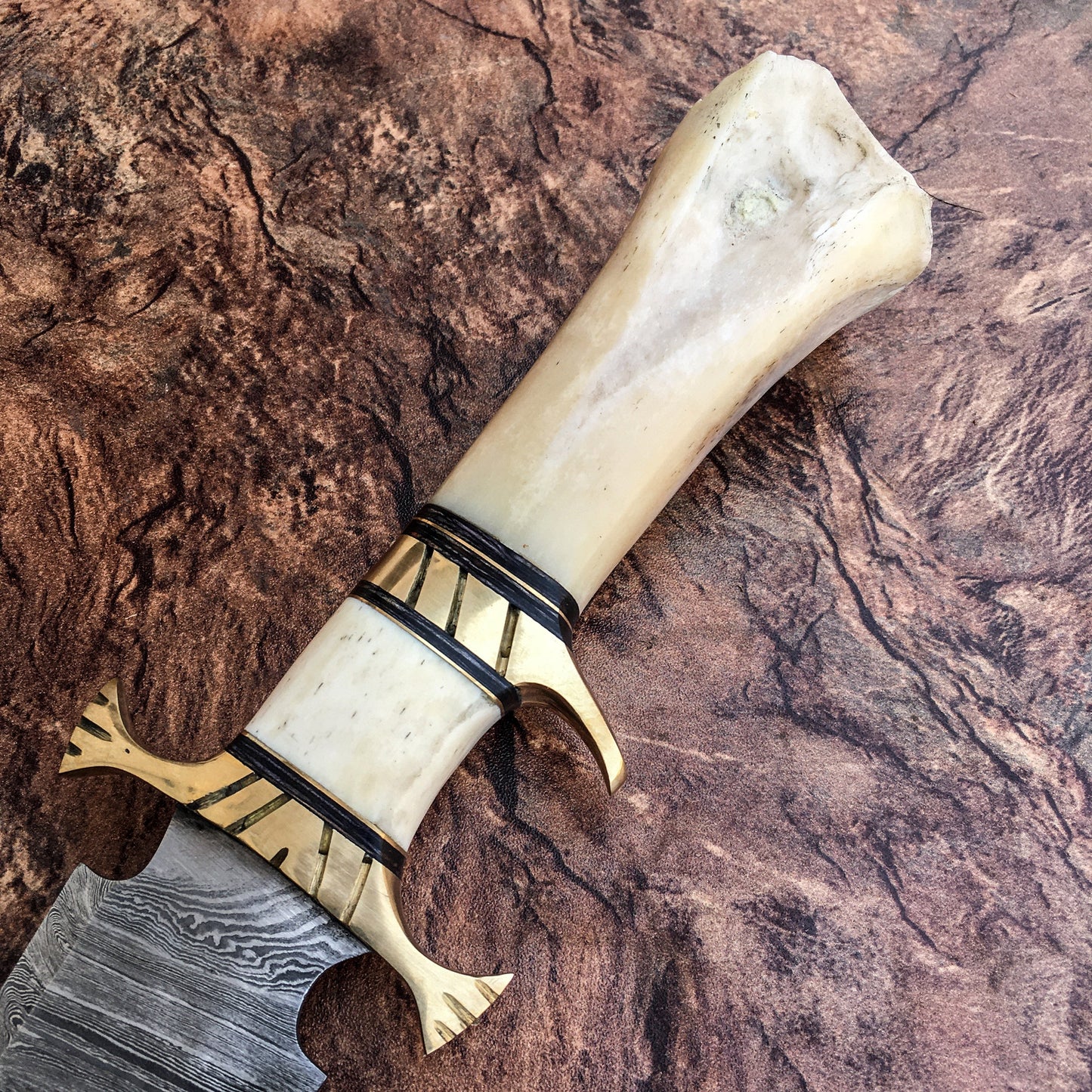 HANDMADE FORGED DAMASCUS Steel Bowie Hunting Knife EDC - 15” Survival Knife