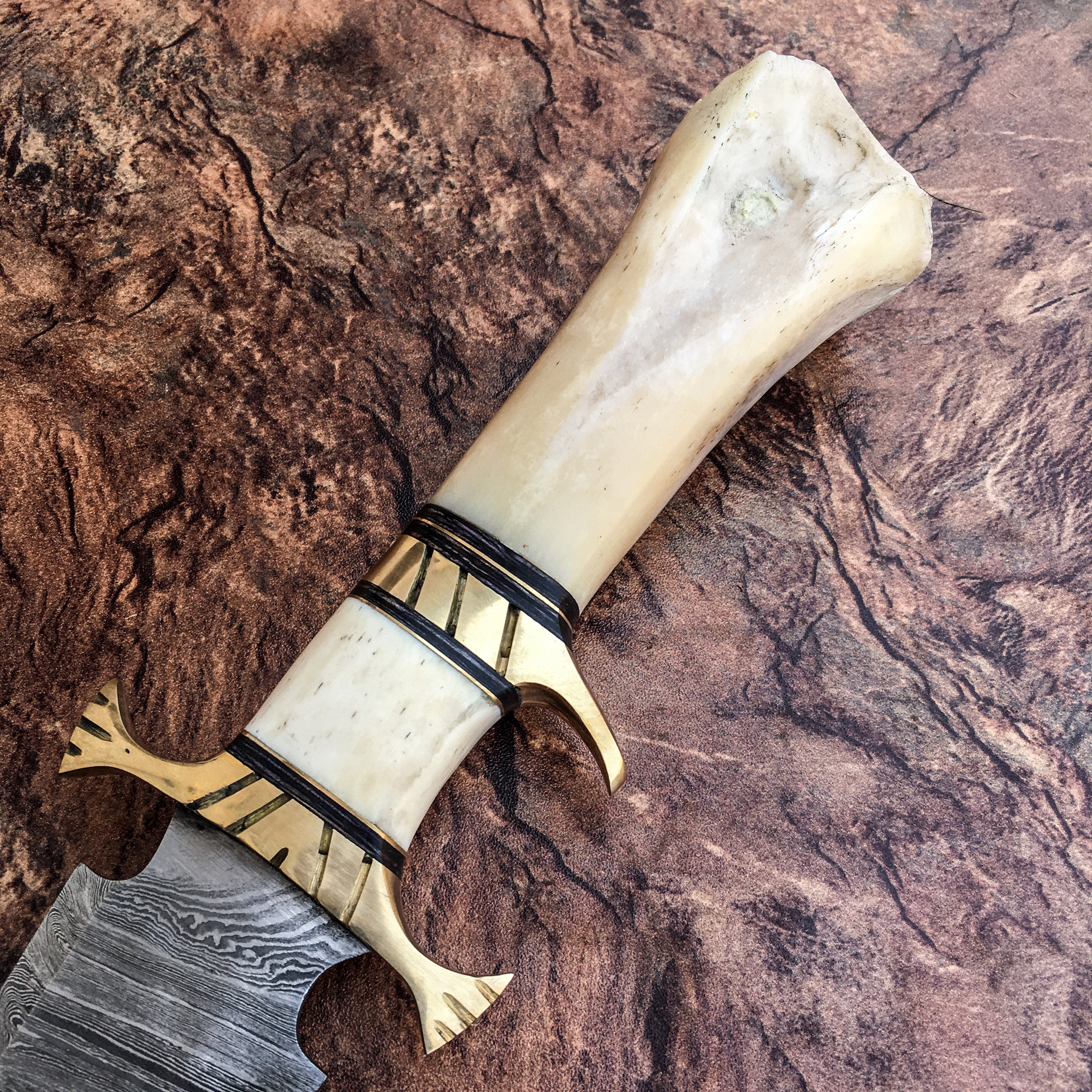 HANDMADE FORGED DAMASCUS Steel Bowie Hunting Knife EDC - 15” Survival Knife