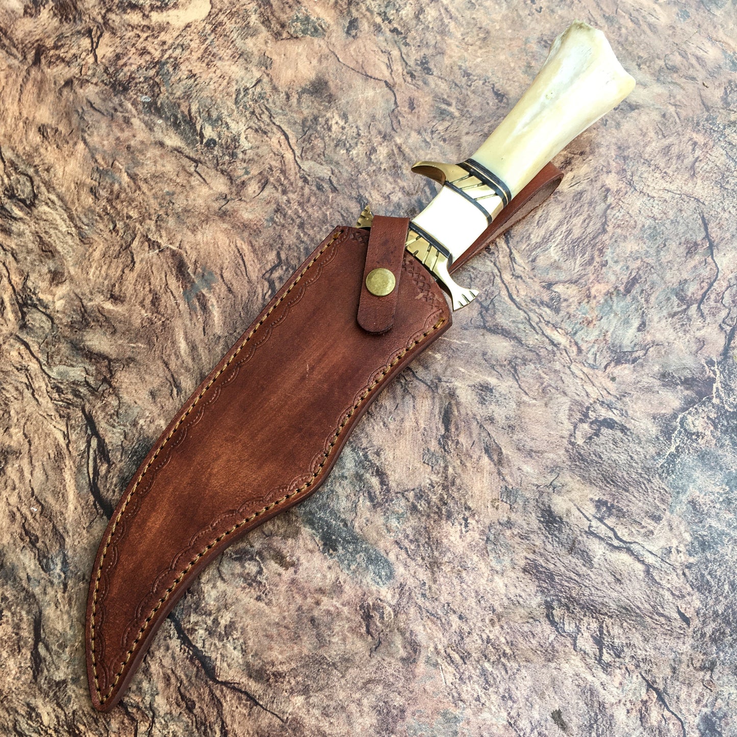 HANDMADE FORGED DAMASCUS Steel Bowie Hunting Knife EDC - 15” Survival Knife