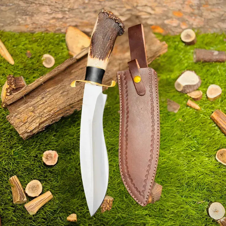 Special Handmade D2 Steel Hunting Bowie Knife Brass Guard & Stag Horn Handle Hunt Craft Knives