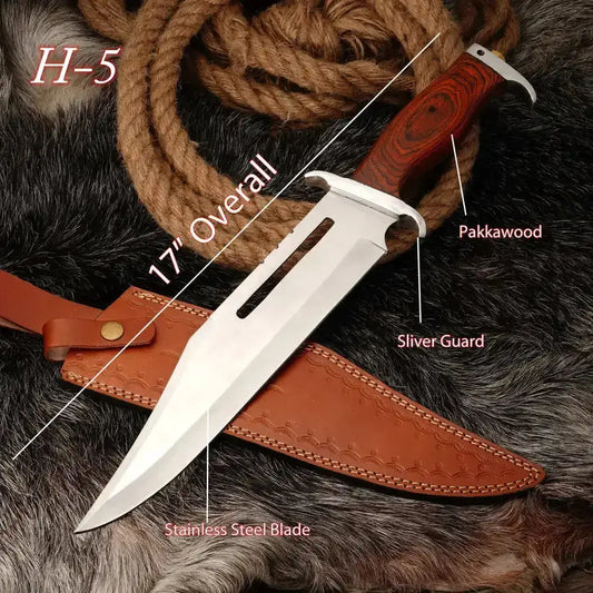 Thunderhawk Bowie-Handmade Stainless Steel Hunting Bowie Knife WIth Pakka Wood Handle - Hunt Craft Knives