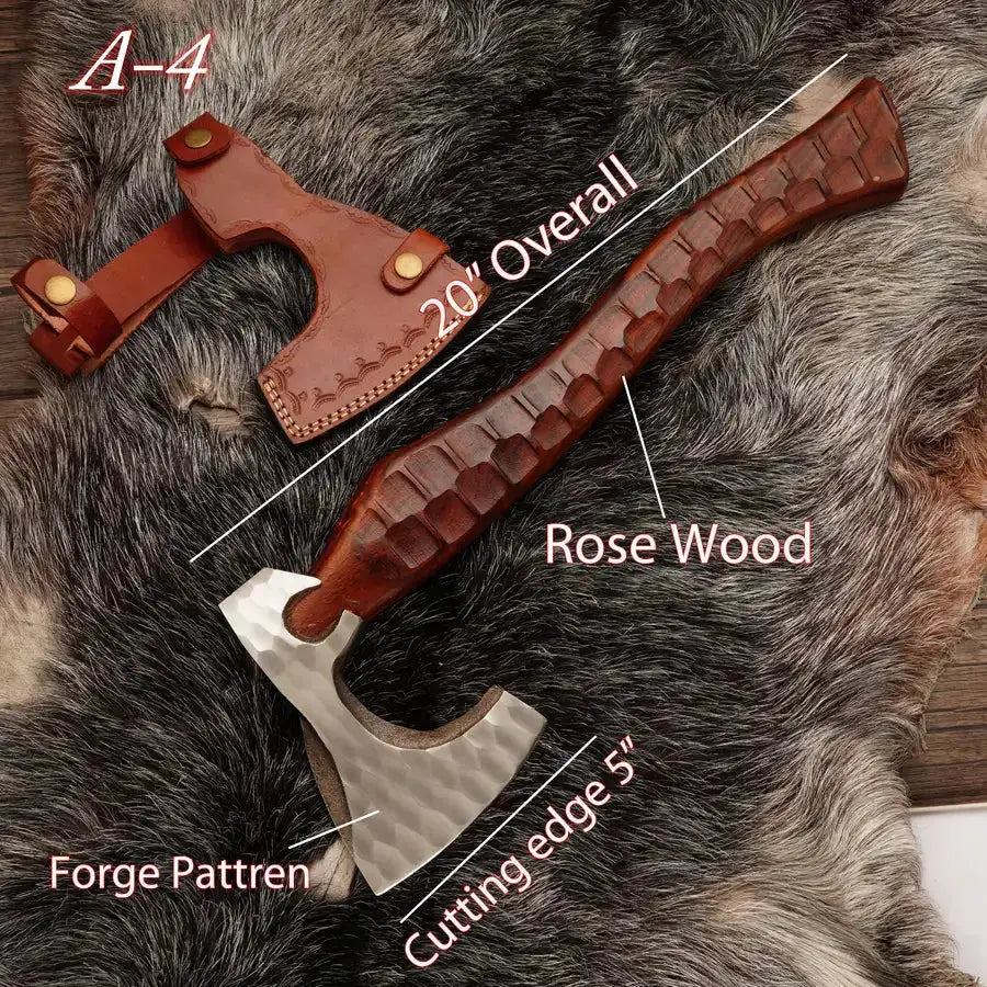 Viking Heritage Battle Axe-Custom Handmade Forged Battle Axe With Rose Wood Handle - Hunt Craft Knives