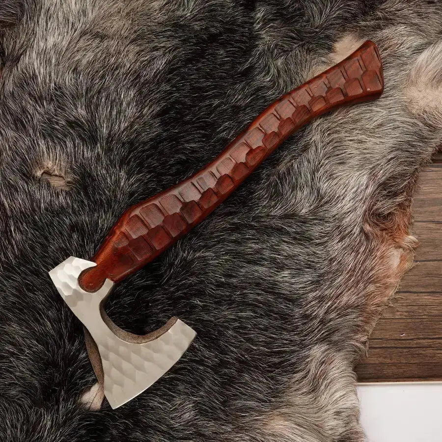 Viking Heritage Battle Axe-Custom Handmade Forged Battle Axe With Rose Wood Handle - Hunt Craft Knives