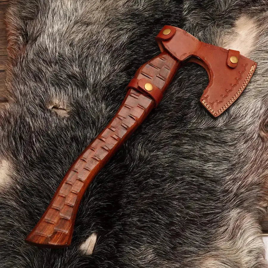 Viking Heritage Battle Axe-Custom Handmade Forged Battle Axe With Rose Wood Handle - Hunt Craft Knives
