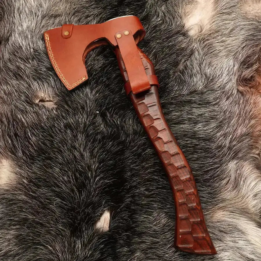 Viking Heritage Battle Axe-Custom Handmade Forged Battle Axe With Rose Wood Handle - Hunt Craft Knives