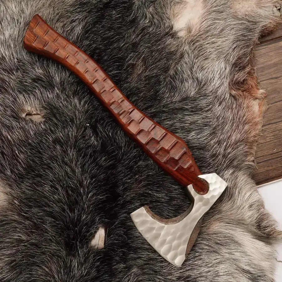 Viking Heritage Battle Axe-Custom Handmade Forged Battle Axe With Rose Wood Handle - Hunt Craft Knives