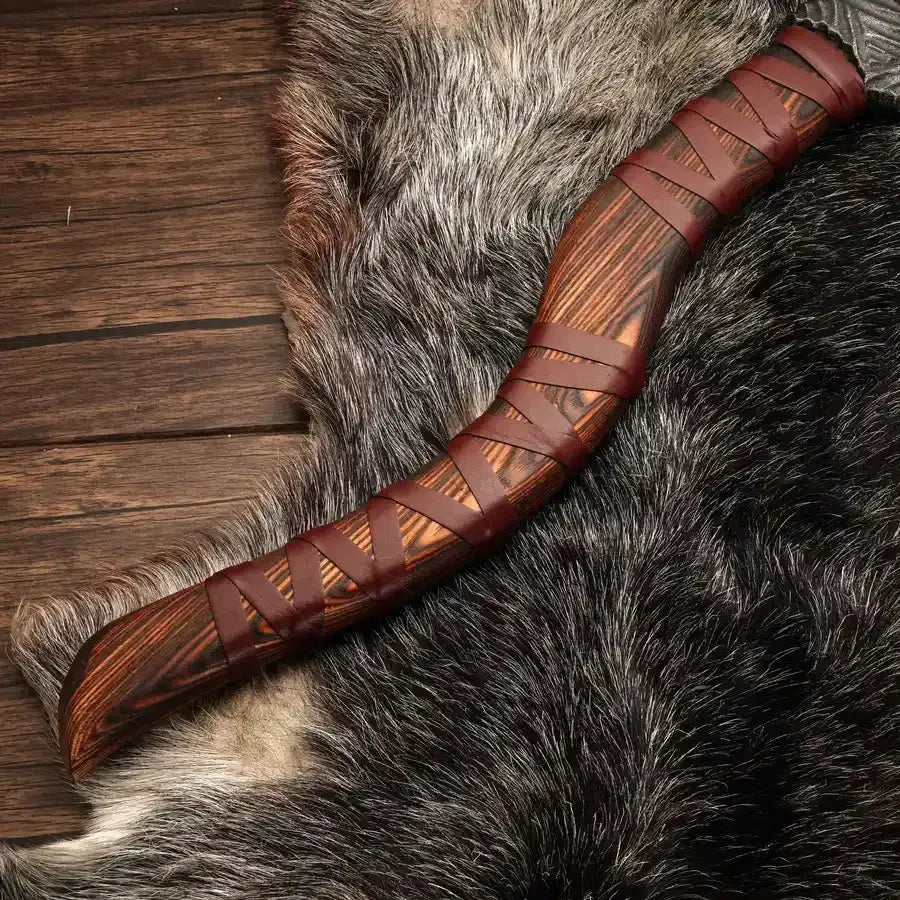 Viking Raider Axe - Handmade Royal Viking Axe with Ash Wood Handle & Leather Wrapping - Hunt Craft Knives