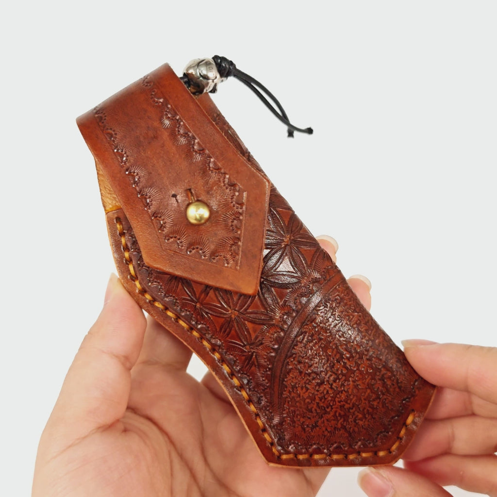 VG-10 Japanese Damascus Pocket Knife – Folding EDC Knife with Stained Maple Burl Handle