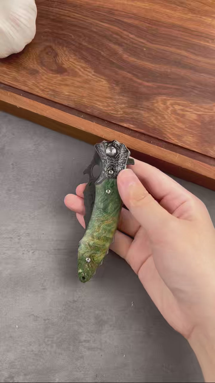 Handmade Japanese VG-10 Damascus Pocket Knife – Best EDC Folding Knife