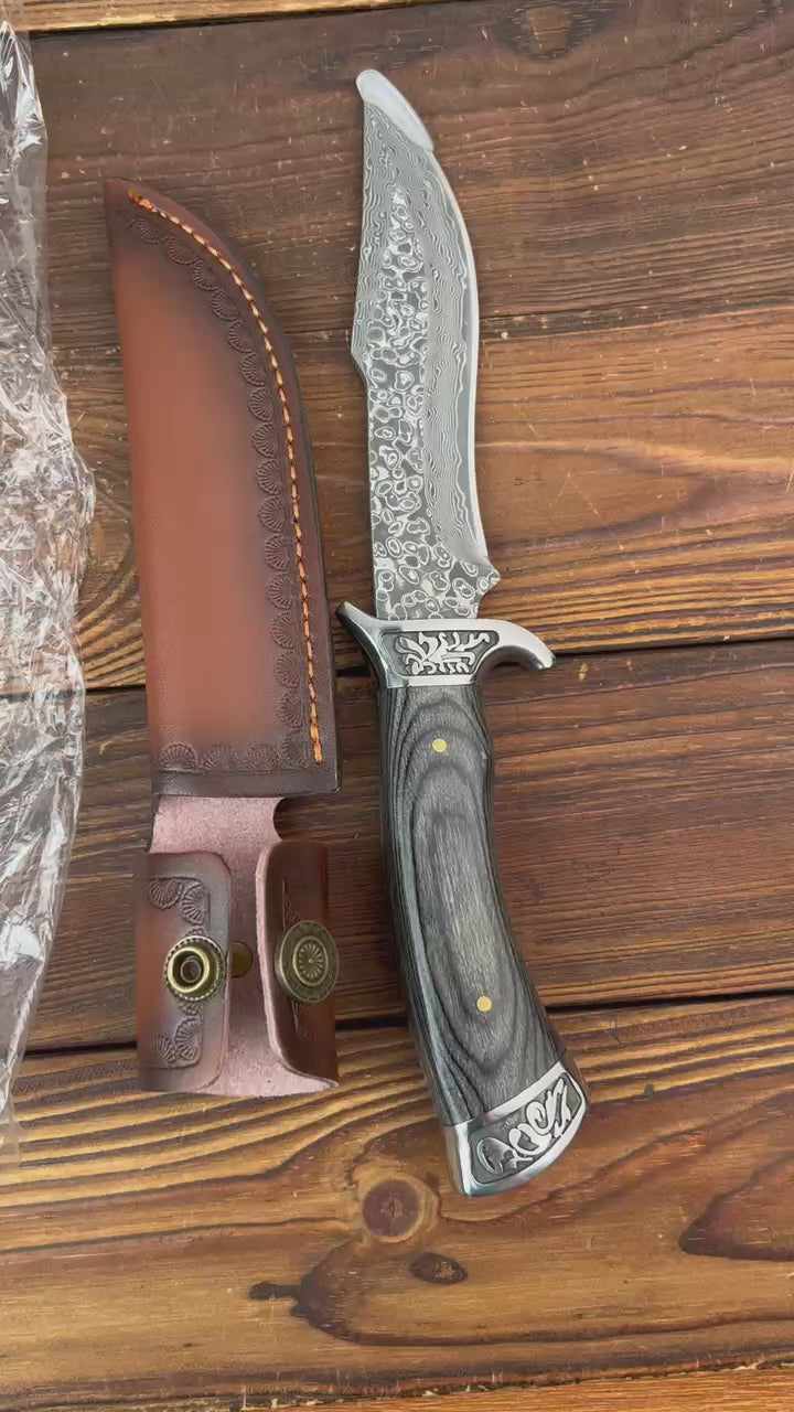 Custom Hand Forged Damascus Steel Hunting Knife EDC | Full tang Knife
